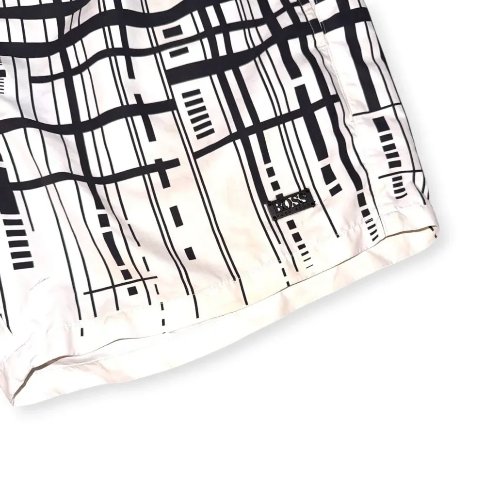 Hugo Boss Vintage Rare Swim Trunk Shorts Bathing Suit Short White Black L